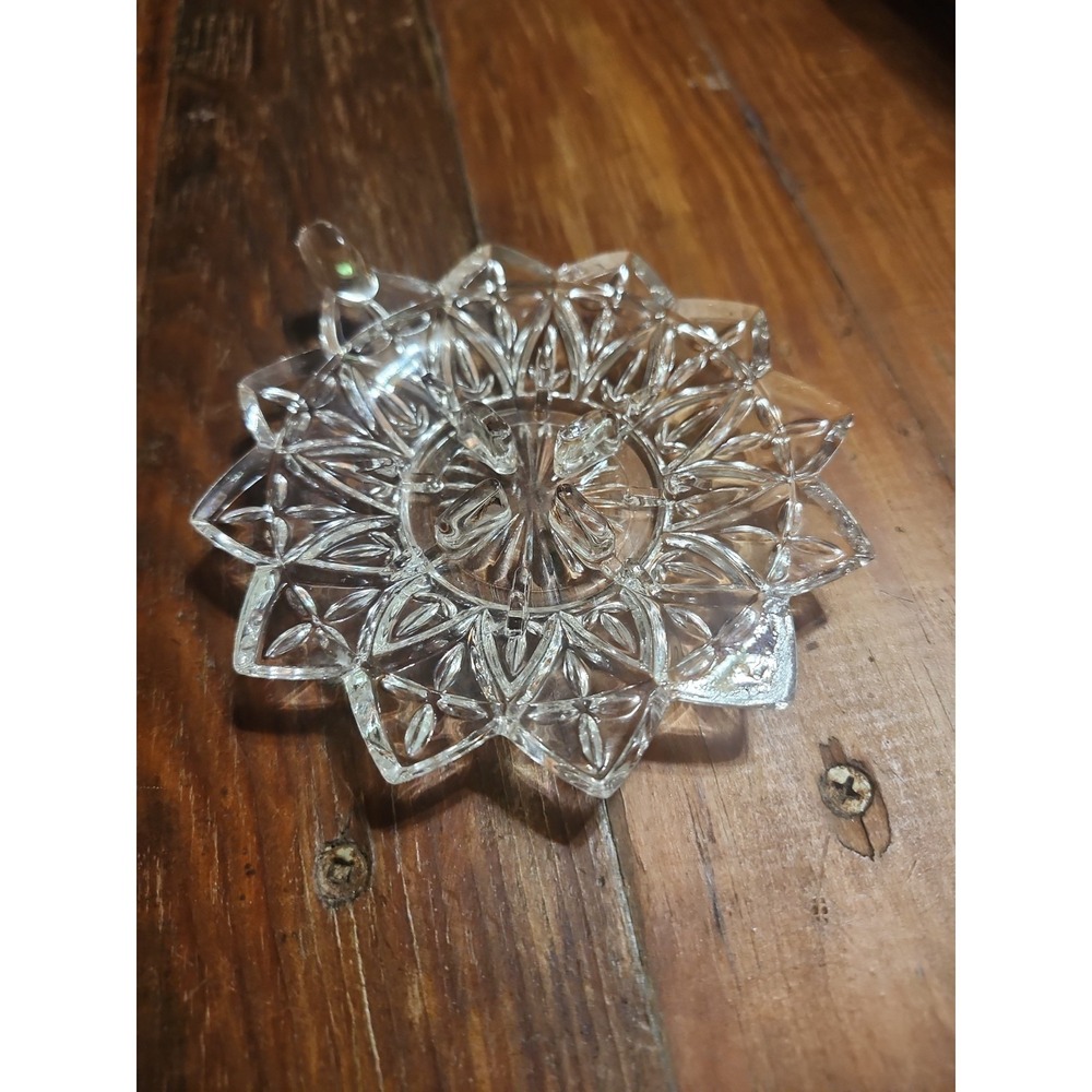 Vintage Clear Federal Glass Petal Ashtray With Handle